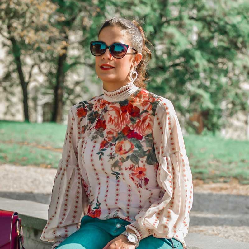 Camisa Floral Manga Rosa » Coleção Júlia