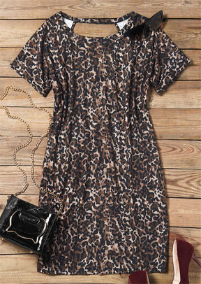 Vestido Bolsos Animal Print Manga Rosa » Coleção Andressa